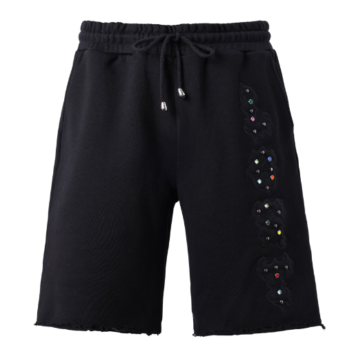 Blackout patch shorts clear stones