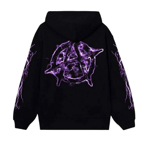 Purple Lightning Hoodie Black