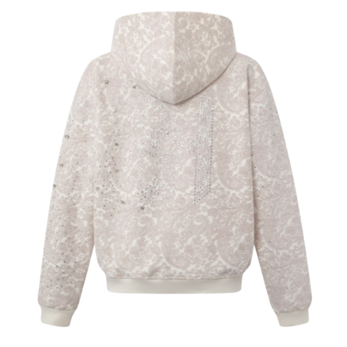 Paisley Pearl Zipper Hoodie White