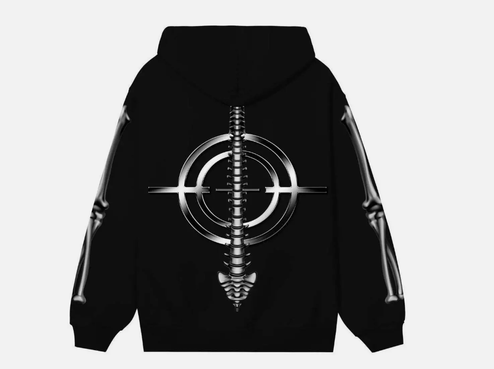 Chrome Skeleton Hoodie Black
