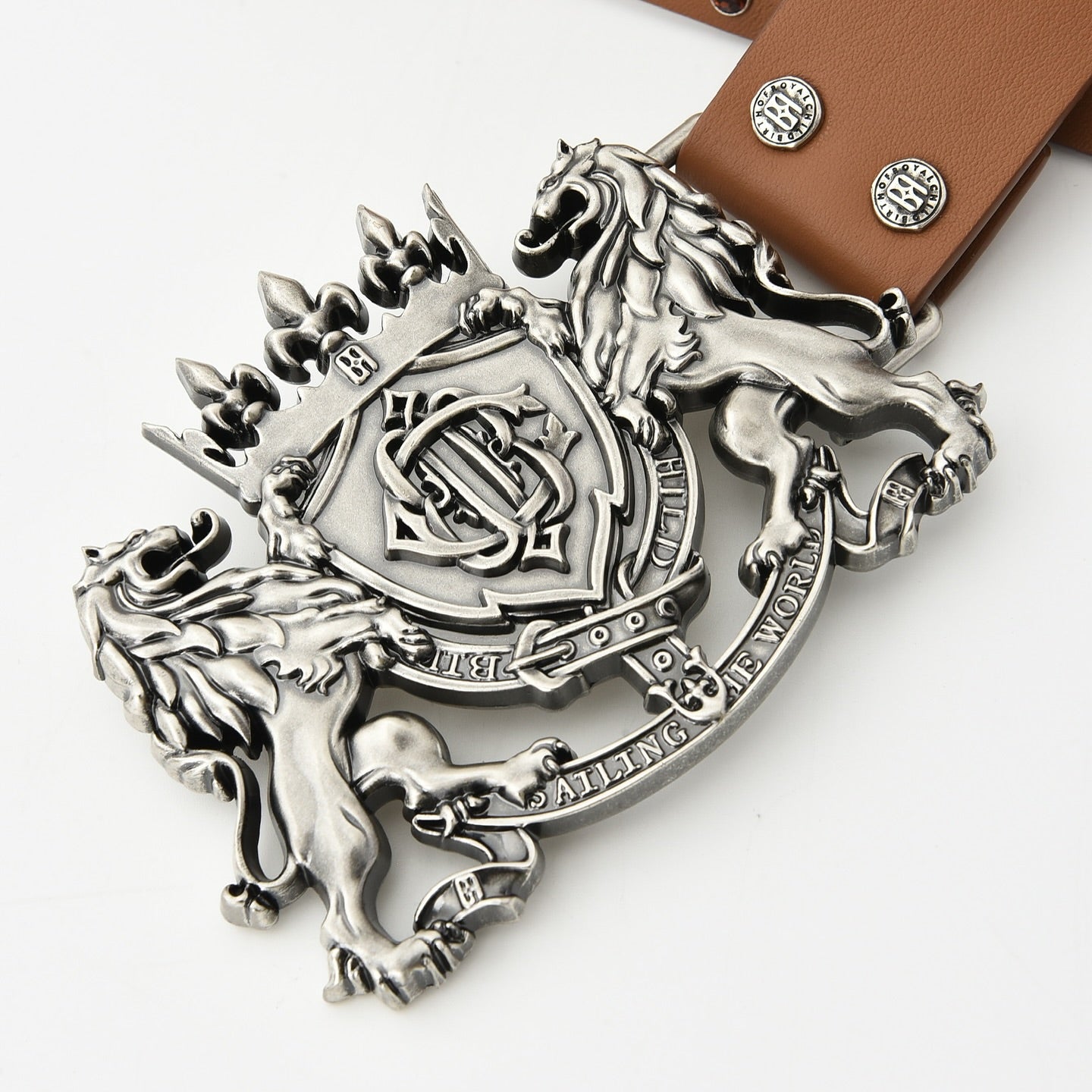 Lion Metal Belt Brown
