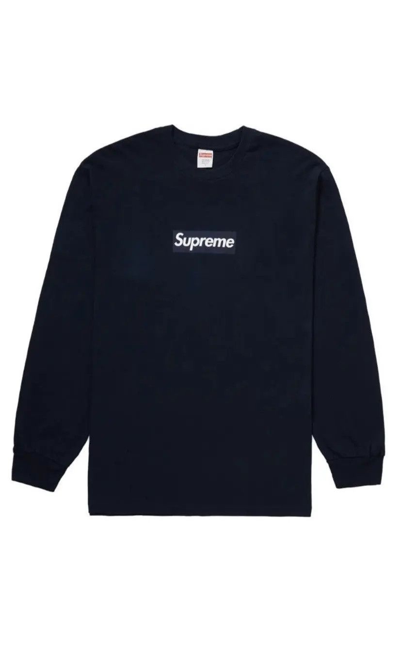 Supreme FW20 Box Logo Navy Tee Long Sleeve