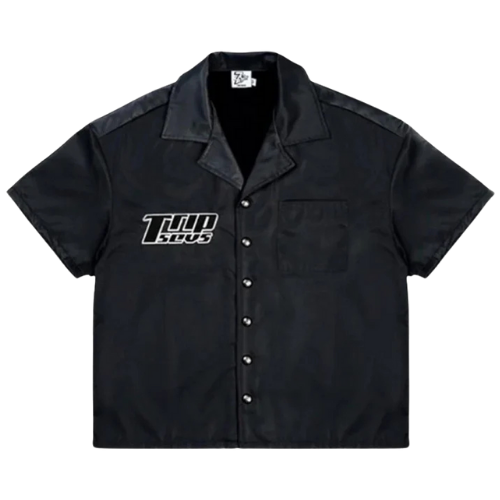 Nylon Button Up Shirt Black