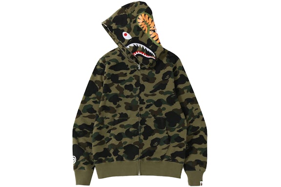 BAPE Shark Full Zip Hoodie Olive Dark Green