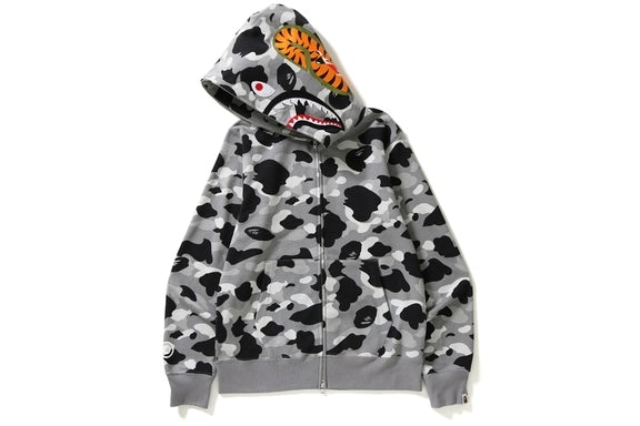 BAPE Shark Full Zip Hoodie Black Grey