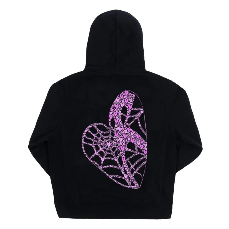 Pink Broken Hearts Hoodie Black