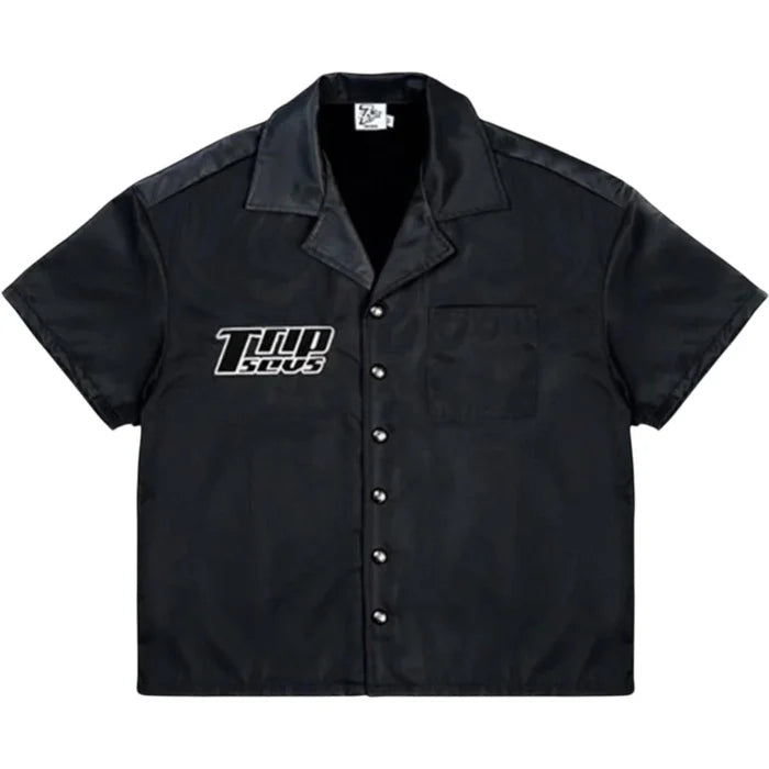 Nylon Button Up Shirt Black