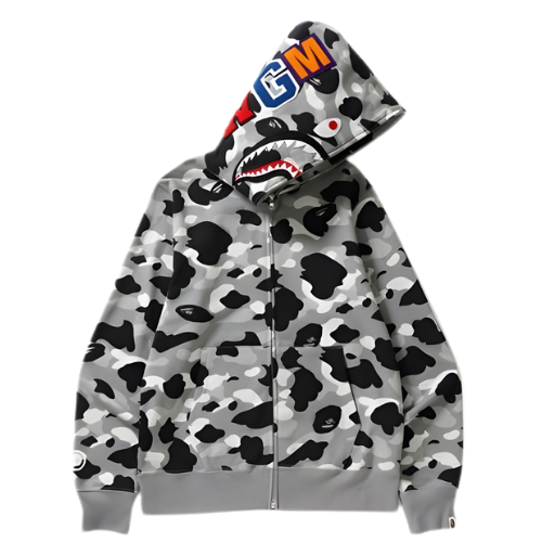 BAPE Shark Full Zip Hoodie Black Grey