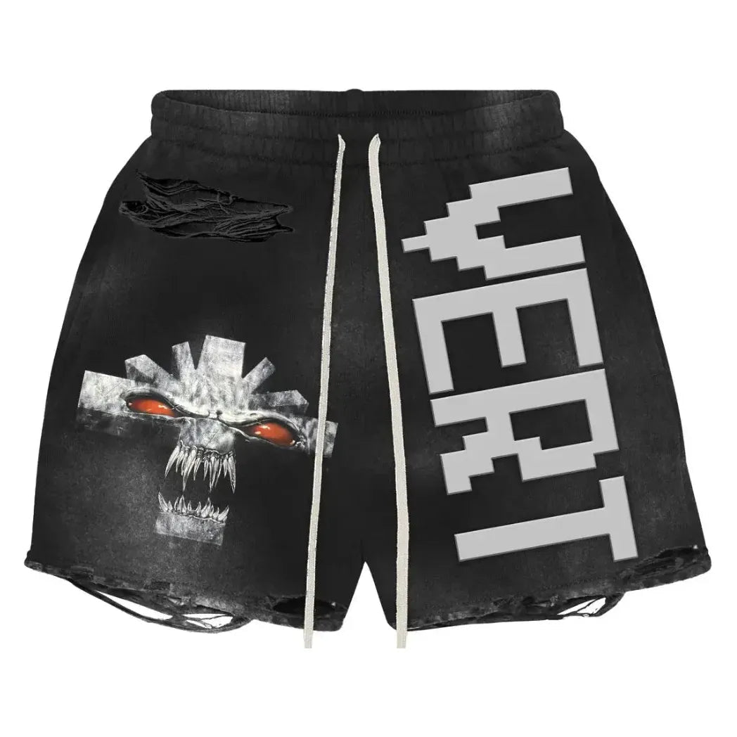 Vonster Cross Distressed Shorts Black