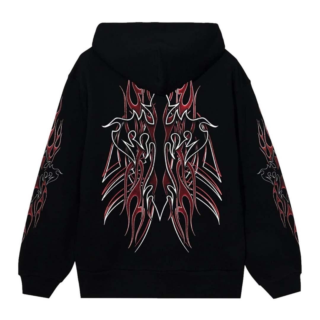 Flaming Cross Hoodie Black