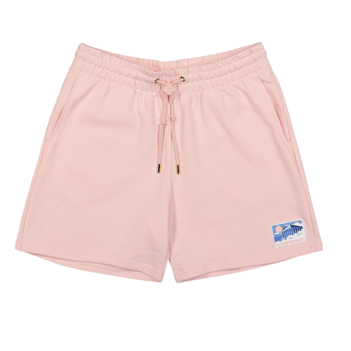 greek temple rubber patch sweatshorts pink loopback