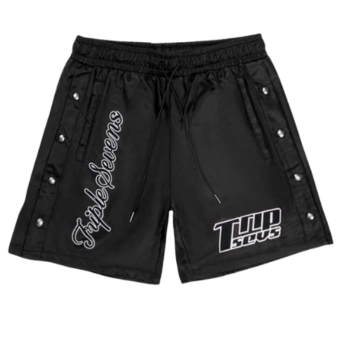 Nylon Button Up Shorts Black