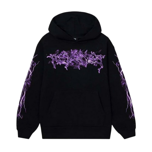 Purple Lightning Hoodie Black
