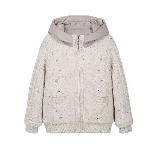 Paisley Pearl Zipper Hoodie White