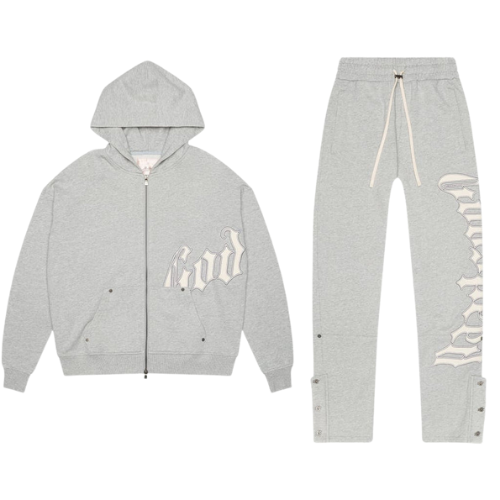 OG Logo Sweatsuit V2 (Grey/Silver Satin) BOOM