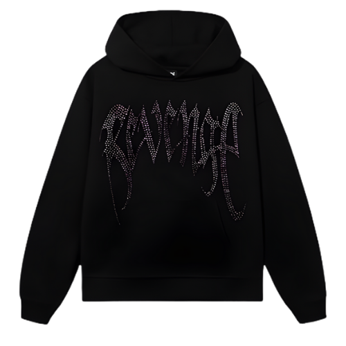 X heart break bejeweled hoodie black/purple