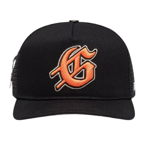 GS LOGO TRUCKER HAT BLACK/TANGERINE