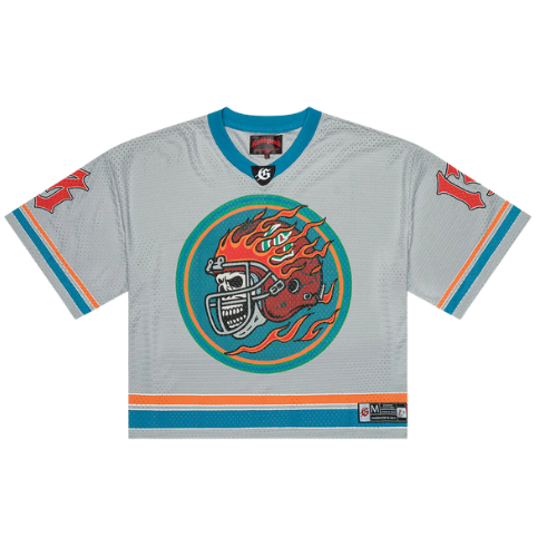 first down jersey grey blue orange