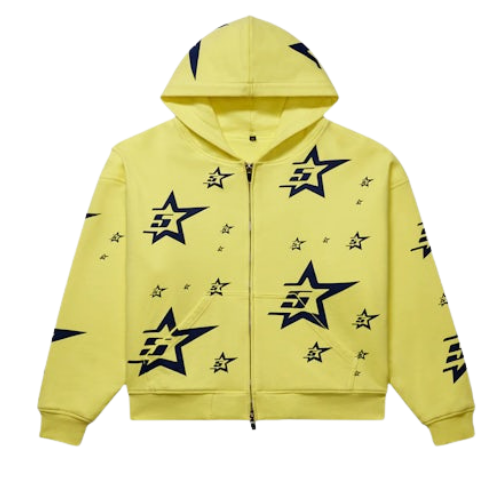 YELLOW DOUBLE LAYER 5STAR ZIP HOODIE (PRODUCT A