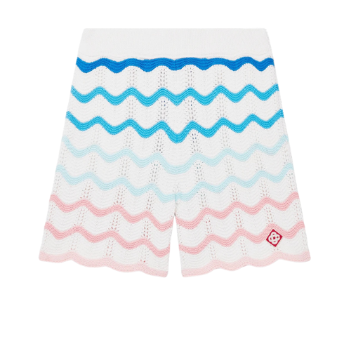 Beach club cotton gradient wave texture shorts