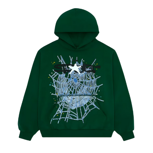 Sp5der Hunter Green Web Hoodie