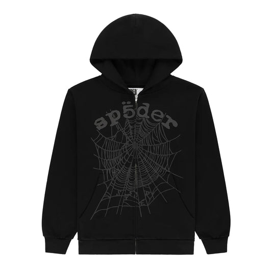 BLACK OG WEB ZIP UP HOODIE