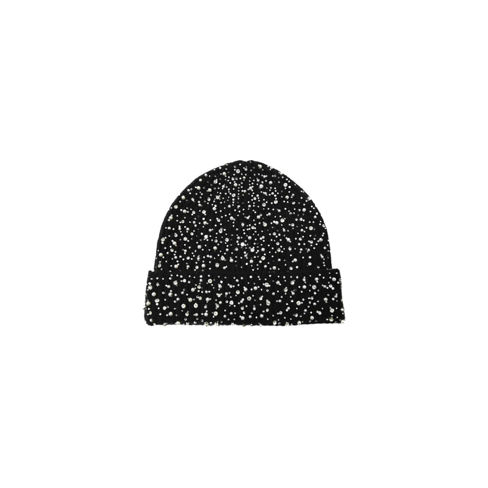 Pearl Rhinsteone Beanie Black