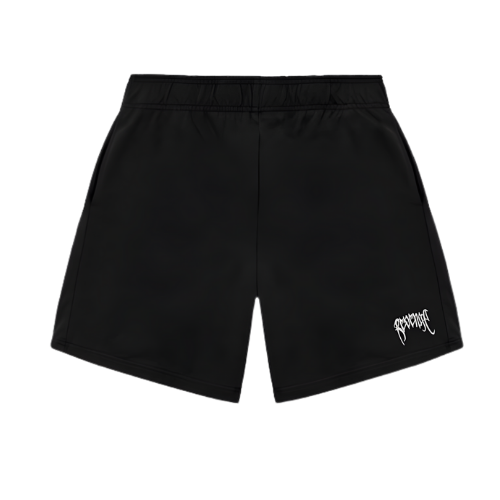White Embroidered Basic Shorts Black