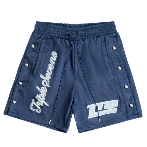 Nylon Button Up Shorts Blue