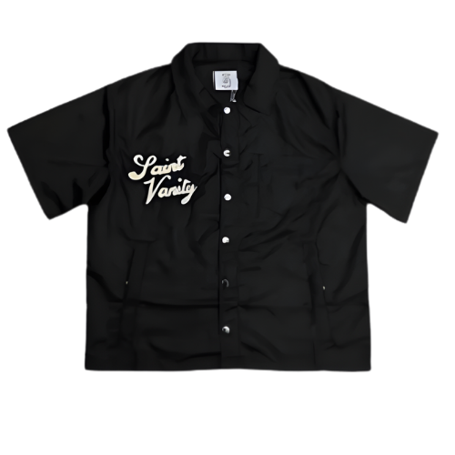 Nylon Button Up Black