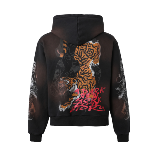 twin tiger Zip up Hoodie black