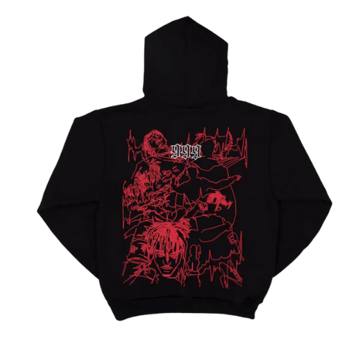Outline Sketch Hoodie Black/Red