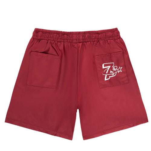 Nylon Button Up Shorts Red