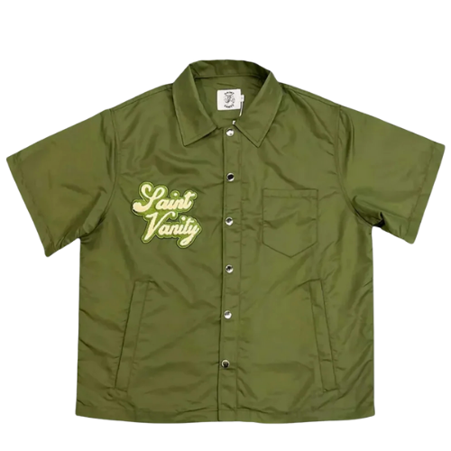 Nylon Button Up Olive