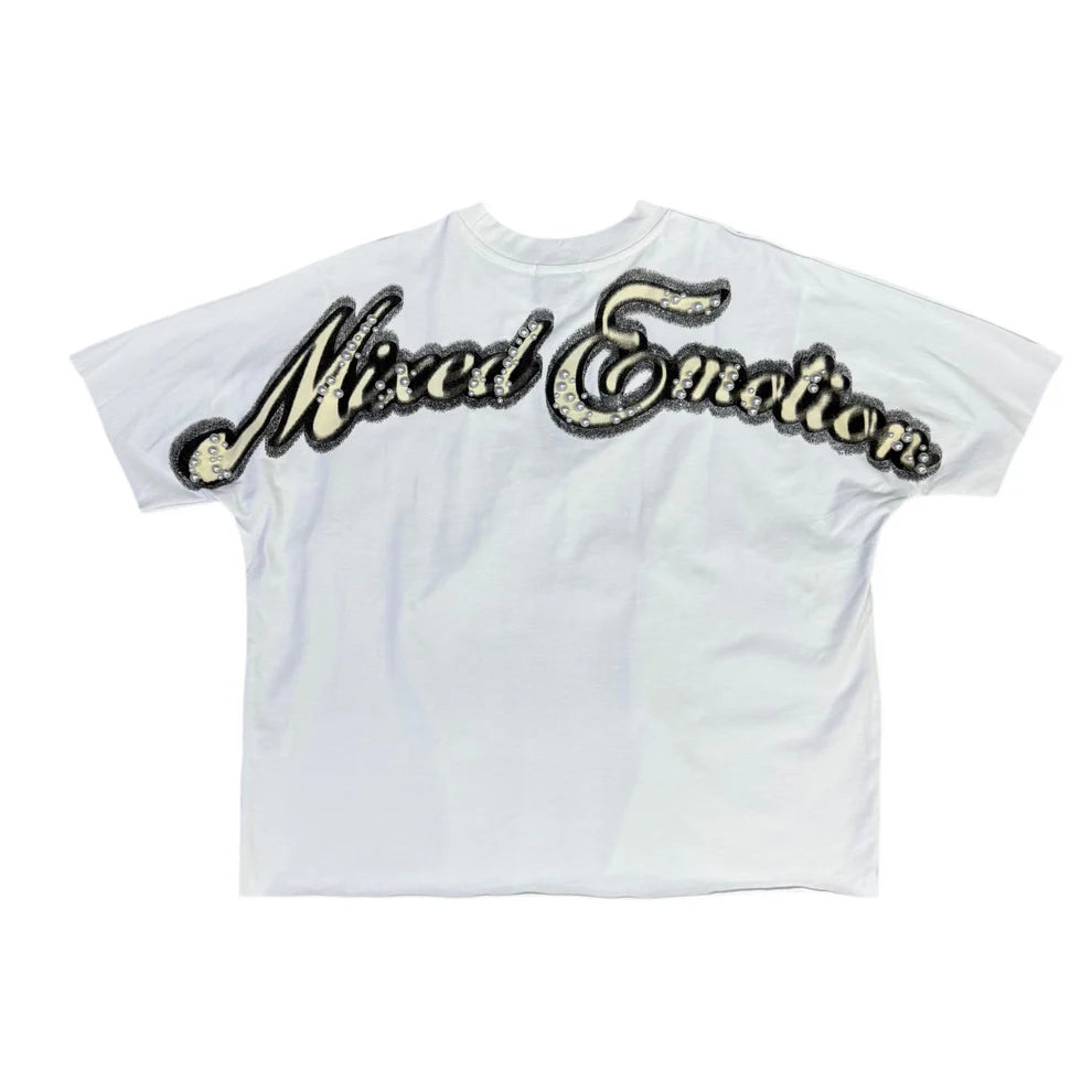 White pearl cropped tee