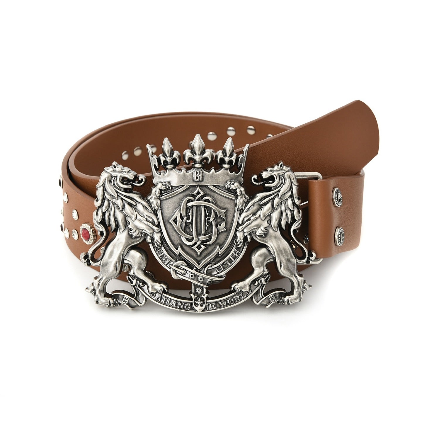 Lion Metal Belt Brown