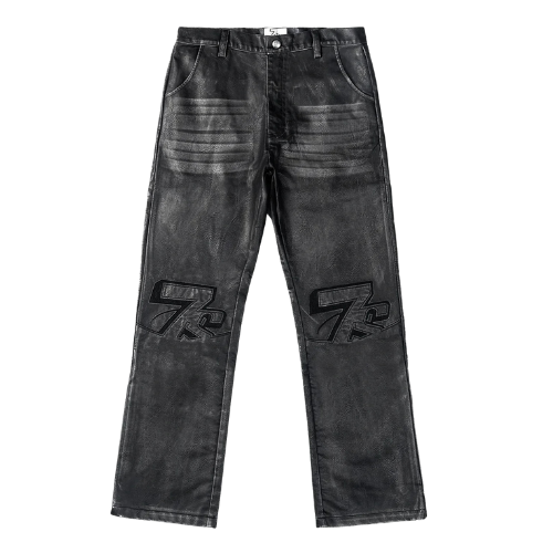 Logo Leather Pants Black