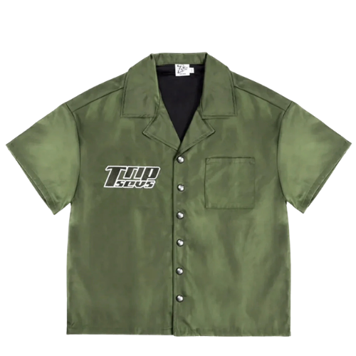 Nylon Button Up Tee Olive