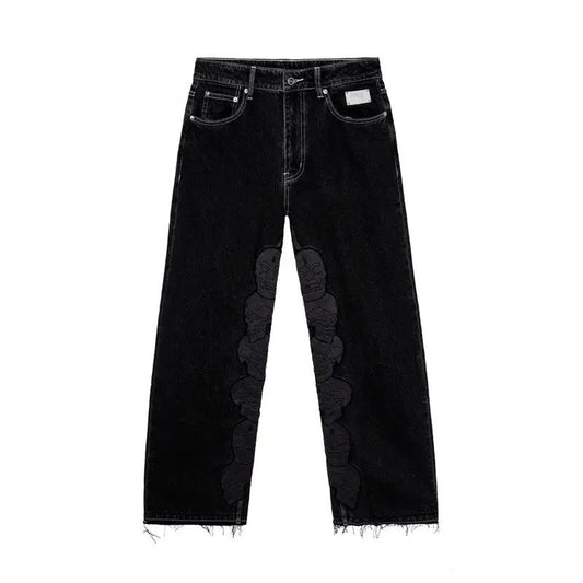 Skull Patch Denim Pant Black
