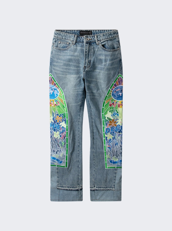 Cowboy Embroidered Denim Sky