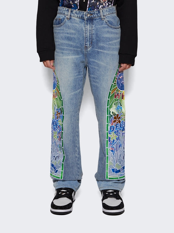 Cowboy Embroidered Denim Sky