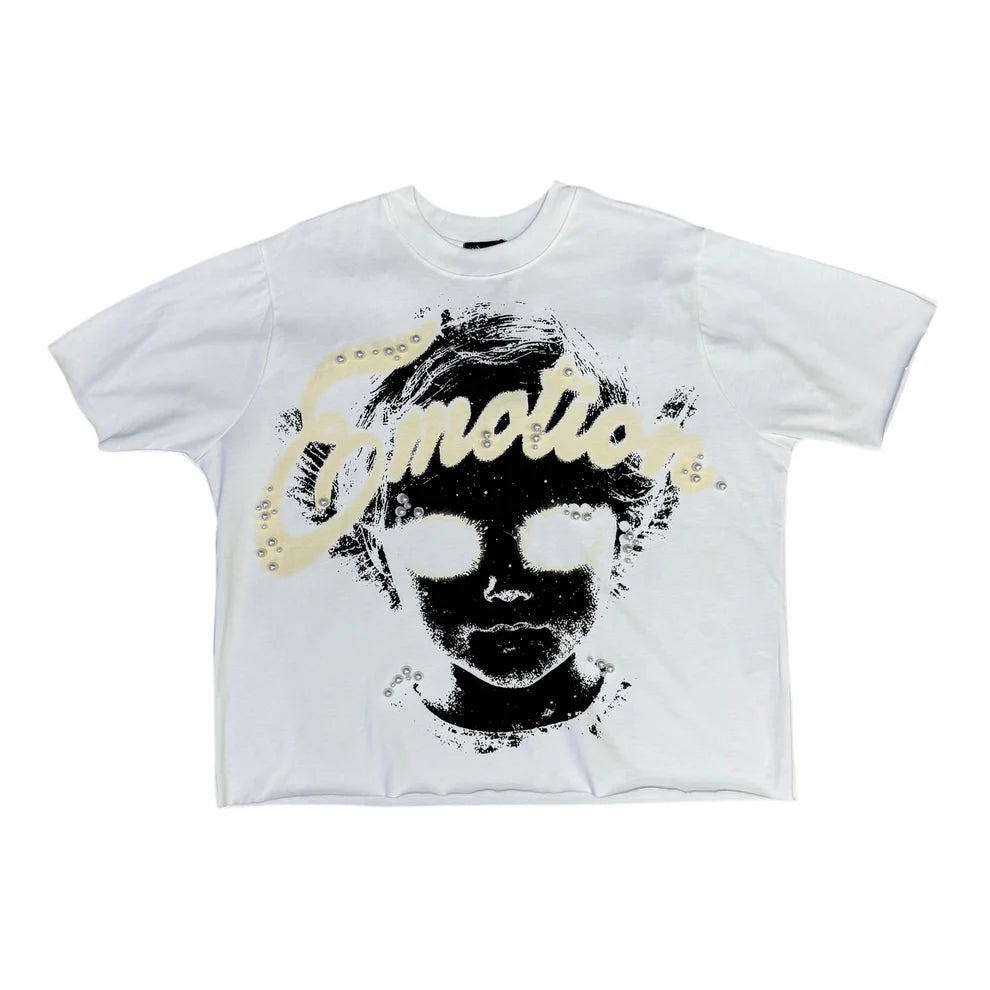 White pearl cropped tee