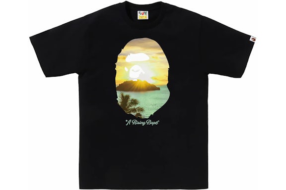 BAPE A Rising Photo Big Head Black Tee