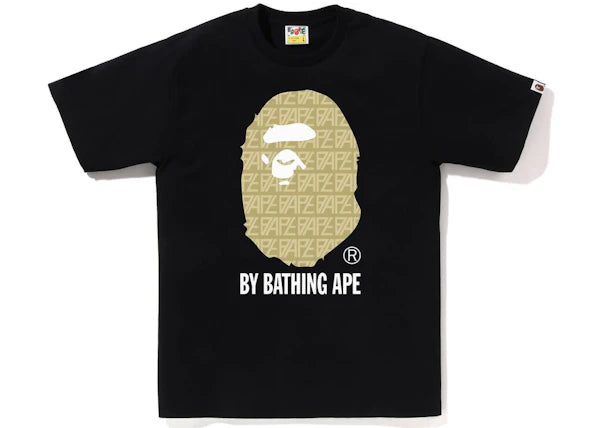 BAPE Big Head Beige Monogram Black Tee