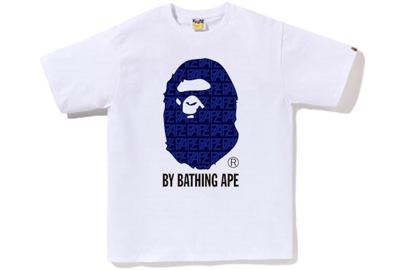 BAPE Big Head Navy Monogram White Tee