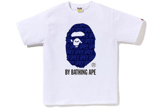 BAPE Big Head Navy Monogram White Tee