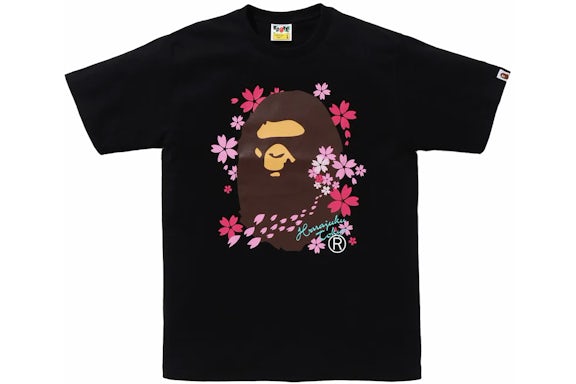 BAPE Big Head Sakura Black Tee