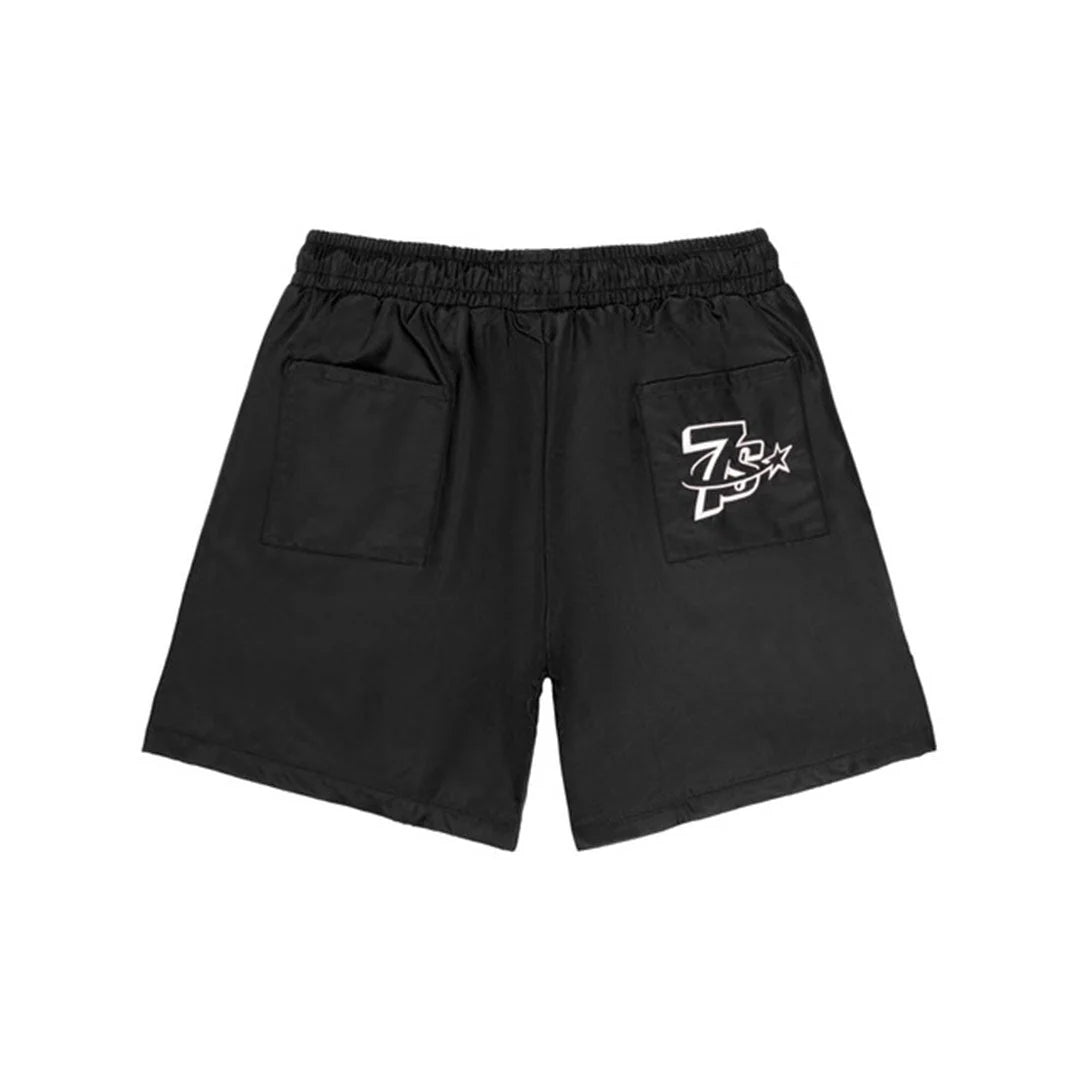 Nylon Button Up Shorts Black
