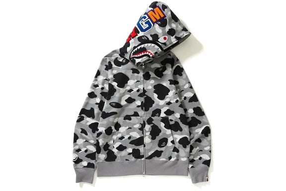 BAPE Shark Full Zip Hoodie Black Grey