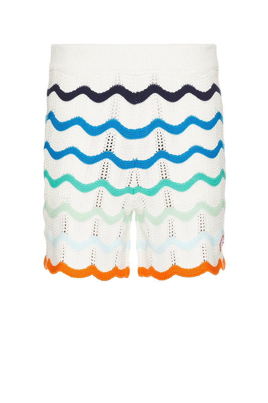 Beach club knit gradient wave texture shorts